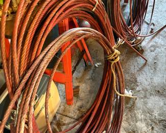 Orange coated wire cable spools