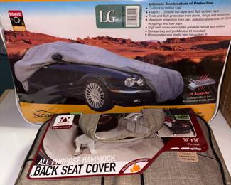 New in box never used car cover and back seat cover.
