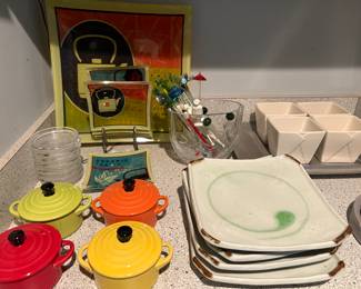 Unique and colorful serving ware.