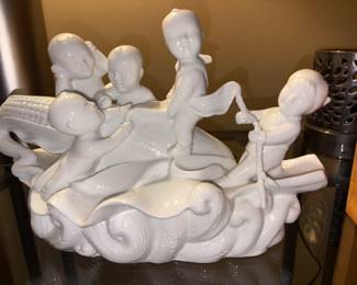 Home Decor. White porcelain cherub tabletop figurine.