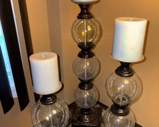 Home decor. Candle holder set of three in different heights.