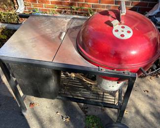 Charcoal grill with gas assist.
