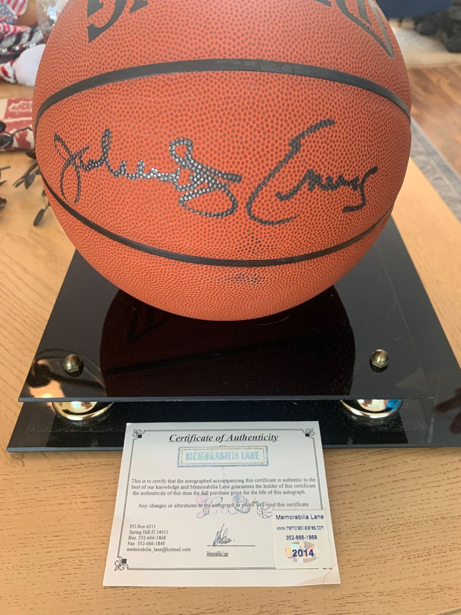 Signed Dr. J basket ball with COA in box.