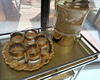 MCM Ice bucket and whiskey glasses