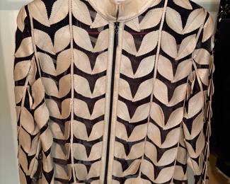 Leather and black mesh jacket