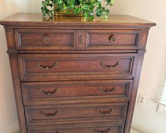 Six drawer, tall dresser, that matches, King headboard, and long dresser
