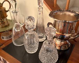 Crystal decanters and Champagne cooler
