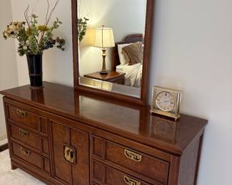 Long 6 -drawer with center cabinet dresser with mirror by Thomasville