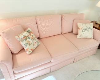 Another view of the three cushion upholstered couch