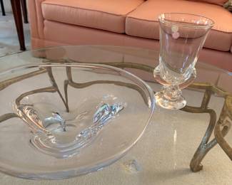 Large Steuben bowl and Steuben vase