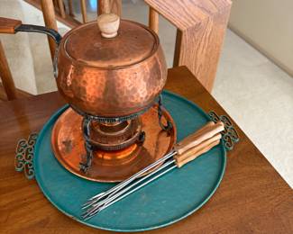 Copper fondue pot