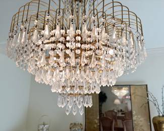 Brass and crystal chandelier