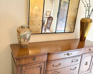 Another view of Mirror, sideboard, and vases