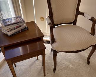 Ivory armchair and nesting tables