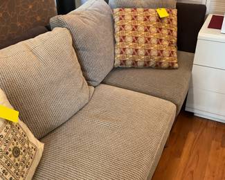 Charcoal gray and beige 3 piece sectional sofa (length=13’ height of seat=17” height of back=31” depth=64”) $1400 + tax