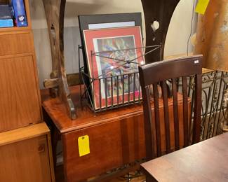 Antique folk art style wood table (30” tall x 36” x 26”) $336 + tax