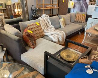 Charcoal gray and beige 3 piece sectional sofa (length=13’ height of seat=17” height of back=31” depth=64”) $1400 + tax