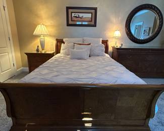 Queen bedroom suite- Lenox lamps.  Note- art over bed not for sale. 