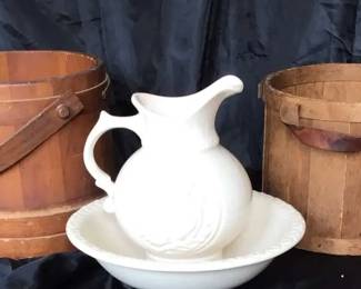 Early Firkin Buckets 1960s McCoy Pitcher Basin