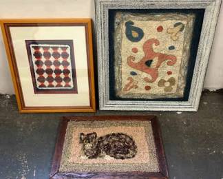 3 Pieces Of Framed Textile Folk Art