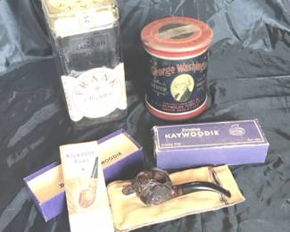 Vintage Elephant Head Kaywoodie Pipe And Tobacco Collectibles