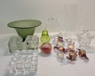 Murano Dish, Baccarat Lided Jar, Art Glass Candy And Paperweights