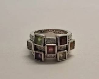 14K Gemstone 3 Tier Ring