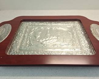 Silver And Wooden Tray