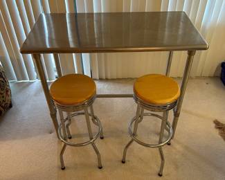 John Boos Stainless Steel Bar Table With Swivel Stools