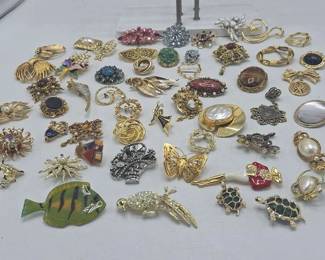 Vintage Costume Jewelry Rhinestone Brooch Pin Lot