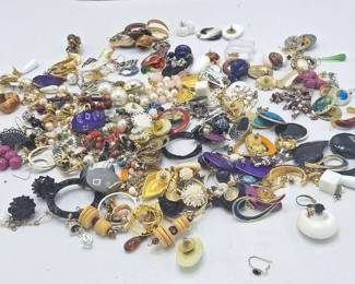 Huge Lot Costume Pierced Earrings Singles And Pairs