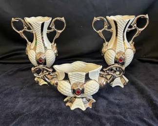 Vintage Le Palme Sesto F. Porcelain Vases Made In Italy