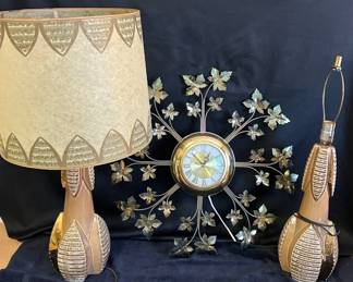 Vintage Mid Century Starburst Clock MCM Style Lamps