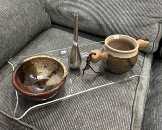 Pottery Bowls, Clear Tray
