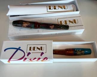 Benu Astrogen Midas and Golden Ashes (not pictured) and Benu Pixie fountain pens