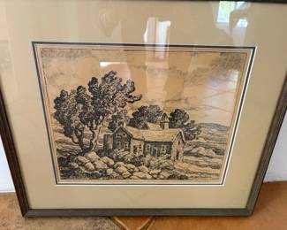 Birger Sandzen (Swedish 1871 - 1954) 'Old Ranch House' pencil signed lithograph