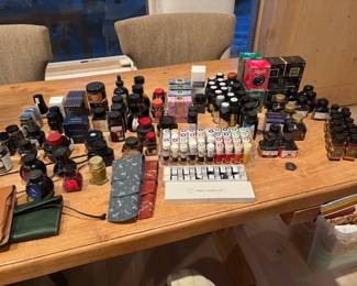 A sampling of the inks and pen cases