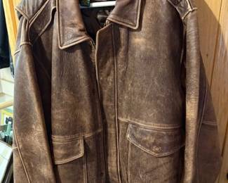 Vintage Cabela distressed leather bomber jacket, size L