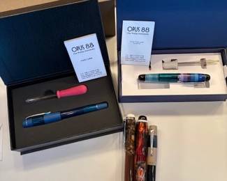 Opus 88 Bela Blue, Mini Pocket, Omar Amber and Koloro fountain pens