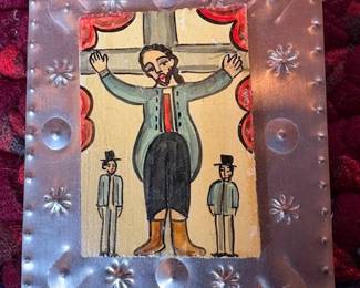 Small Marie Romero Cash San Acacio retablo, 1991