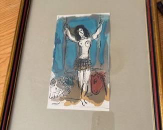 Marc Chagall lithograph 'Trapeze Acrobat and Bird'