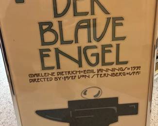 David Lance Goines 'The Blue Angel' 1972 Pacific Film Archives framed poster