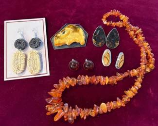 Vintage sterling and amber