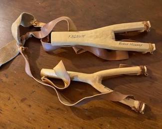 (2) vintage Rufus Hussey signed Magnum 'Peashooter' slingshots (Check out You Tube for his appearance on the Tonight Show with Johnny Carson, 1986)