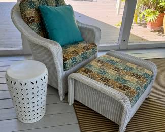 Lloyd Loom chair and ottoman. 