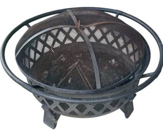 Metal Firepit With Iron Mesh Cover