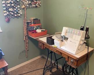 Pfaff Cloverlock 4852, Antique Sewing Table, Thread, All You See 