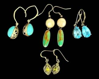 4 Pairs Of Sterling Silver Dangling Earrings 20.52g