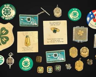 Vintage 4H Pins  Buttons One with Diamond