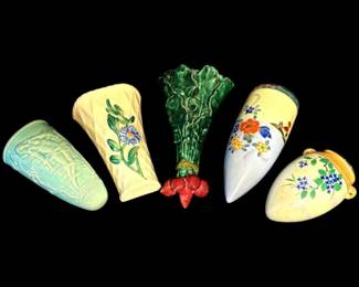 5 Vintage Ceramic Wall Pockets